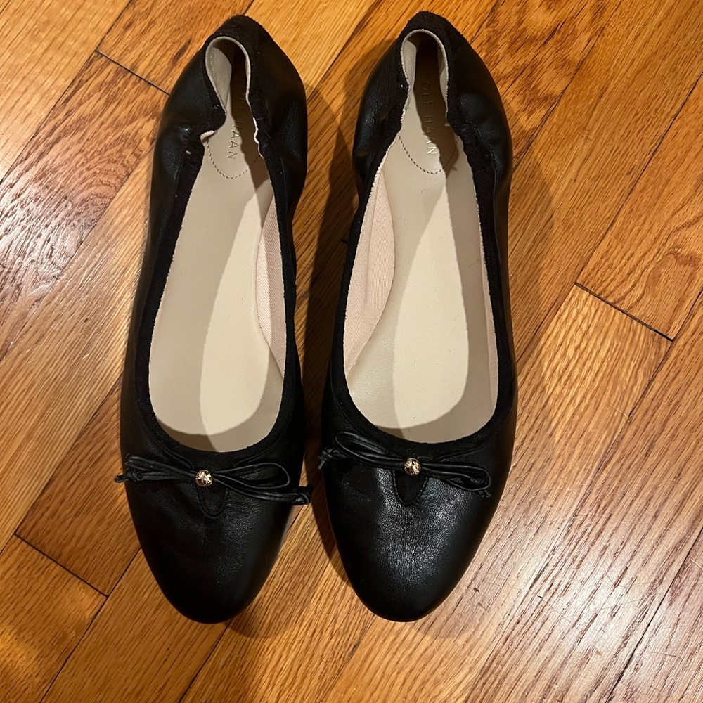 Cole Haan Black Flats with Bow Detail